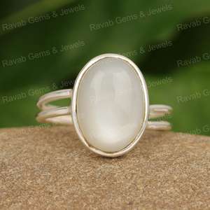 High Quality 925 Sterling Silver Fine Ring for Women <b>Summer</b> Sale 10x14mm Natural Grey Moonstone Wedding Engagement <b>Jewelry</b> - Product Image 3