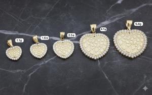 Dije de Corazón de Oro de 10 Quilates, Dije de Corazón Pequeño con Corte de Diamante, Dije de Corazón Pequeño, Dije de Corazón de Oro Real, Dije de Corazón en Forma de Pepita - Product Image 3