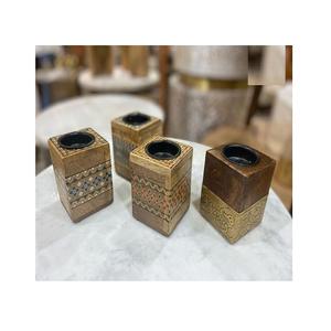 กระถางธูปไม้ทรงกลมพร้อมที่จับเหล็ก - Product Image 2