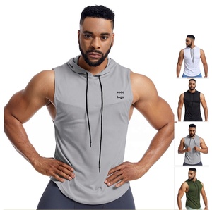 Camiseta sin mangas para correr de verano informal para hombre de primera calidad, Sudadera con capucha transpirable sin mangas, logotipo personalizado tejido de poliéster - Product Image 1