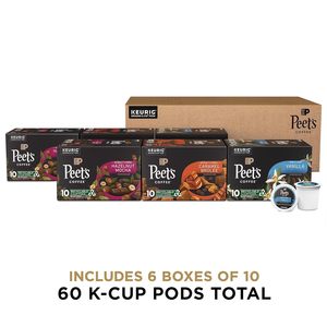 Peet's Coffee, Flavored Light Roast Keurig K-Cup Pods Variety Pack - Vanilla, Caramel Brûlée, Hazelnut Mocha pack of 60 - Product Image 6