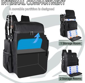 Mochila de Pesca de Espuma para Cañas de Pescar, 45L, con Soportes para Cañas, Plegable, Resistente, para Pesca, Camping y Senderismo - Product Image 6