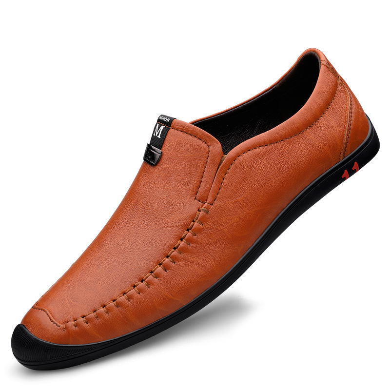 Men's Soft-Sole Leather Driving Shoes – Waterproof Business Casual Slip-Ons