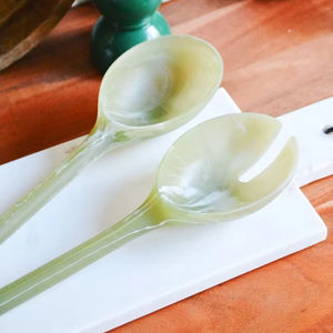 LUXURIOUS PETALS CUSTOM STRIKING HANDMADE 100% Resin Salad Servers Home and Hotel Use Includes <b>Ice</b> <b>Cream</b> <b>Spoon</b> Salad Serving - Product Image 1