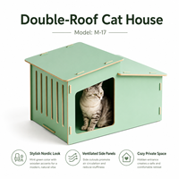 Meubles pour chats en bois design, maisonnette moderne pour chats avec double toit, finition en bois naturel, OEM ODM