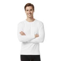 Sous-vêtement thermique anti-transpiration personnalisé à col ras du cou, coupe ajustée, manches longues, avec logo sur mesure, 100 % coton