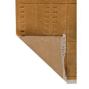 Tapis en laine Aprezo Gold 9x12 noué à la main, motif géométrique, pour salon, entrée, couloir, tapis puzzle rectangulaire, Inde - Product Image 5