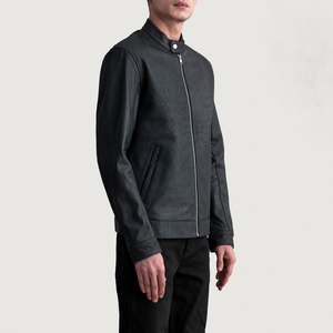 Blouson de motard en cuir véritable noir vieilli, personnalisé OEM, pour hommes, disponible à prix de gros, styles élégants 2026 - Product Image 2