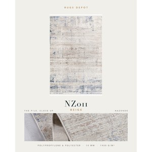 พรมโพลีโพรพิลีนและโพลีเอสเตอร์ขายส่ง รุ่น NAZENDE NZ011 สีเบจ ผลิตด้วยเครื่องจักรจากตุรกี สำหรับห้องนั่งเล่น โรงแรม และโครงการต่างๆ - Product Image 2