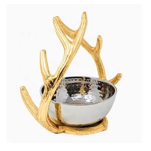 Elegantes cuencos de aluminio de diseño floral con acabado martillado, perfectos para ensaladas de frutas, nueces, ideales para servir la mesa del restaurante del hotel - Product Image 2