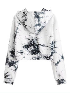 Sweat-shirt à capuche en molleton uni de haute qualité pour femmes, manches longues, style streetwear modeste, design crop top, hiver, 100% coton - Product Image 6