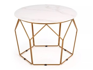 Classic Round Coffee <b>Table</b> with <b>Marble</b> <b>Top</b> and Gold Metal Frame for Living Room Furniture - Product Image 2