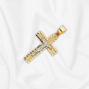Hot Fashion 14K Argent et Or Jaune Bicolore Plaqué Christian Crucifix Croix Pendentif Alliage Métallique pour Enfants - Product Image 5