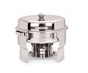 Disposable Round Stainless Steel 5 Ltr <b>Chafing</b> <b>Dish</b> with Lid and <b>Fuel</b> Burner Buffet Food Warmer Serving Set - Product Image 1