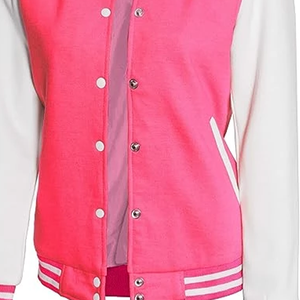 แจ็คเก็ตเบสบอลบอมเบอร์สีชมพูสวยๆมีสีกำหนดเองและโลโก้ได้เสื้อแจ็กเก็ตมีตัวอักษรอบอุ่นสำหรับผู้ชายและผู้หญิง - Product Image 5