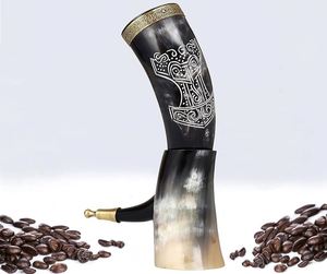 Cuerno para beber vikingo hecho a mano respetuoso con el medio ambiente personalizado de la mejor calidad, técnica tallada, hogar, restaurante, Hotel, uso directo de la India - Product Image 2