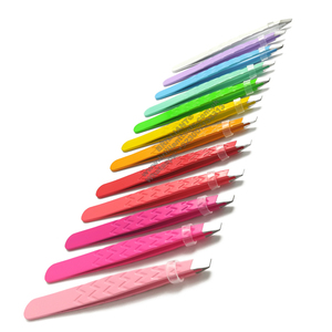 Pinzas de Clip para cejas de alta calidad de acero inoxidable inclinadas con purpurina personalizadas al por mayor de fábrica, belleza Personal de Color personalizado - Product Image 6