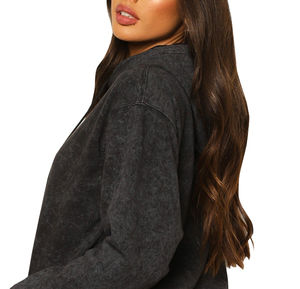 Sweat-shirts pour femmes de haute qualité 2025, lavage à l'acide, logo sur le devant, personnalisable, en molleton écologique, coton lourd, chaud pour l'hiver, à capuche - Product Image 5