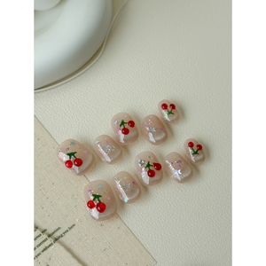 Autocollant pour ongles Cherry Sparkle Press-On, élégant et scintillant, pour femmes - Product Image 2