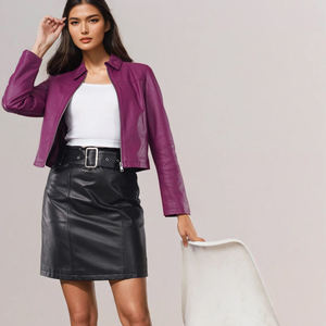 Chaqueta de cuero genuino hecha a medida para Mujer | Prendas de abrigo ajustadas a la moda para Mujer | OEM ODM Proveedor al por mayor - Product Image 5