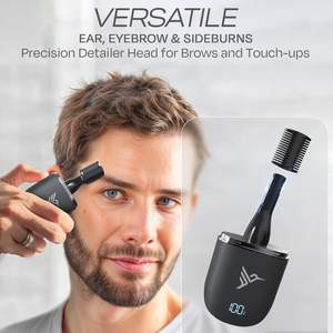 Tondeuse compacte et portable USB-C étanche pour nez et oreilles, pour hommes, avec précision pour sourcils et pattes de mousse, en plastique - Product Image 3