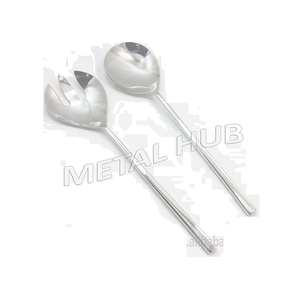 Cubiertos de acero inoxidable ecológicos sostenibles, juego de servidor de ensalada, accesorios de Metal para fiestas - Product Image 1