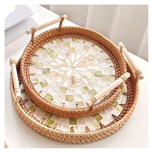 2025 Eco-Chic Woven <b>Rattan</b> & Natural Rope Round Tray Handmade Home Decor for Coffee <b>Table</b> & <b>Dining</b> Organization Sea Grass - Product Image 1