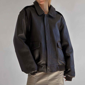 Streetwear Inspired Oversized <b>Leather</b> <b>Jacket</b> <b>for</b> <b>Women</b> with Baggy Fit and Plus Size <b>Womens</b> <b>Jackets</b> - Product Image 1