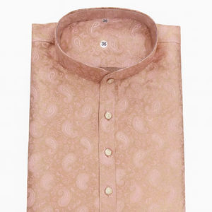 Lujosa Camisa de algodón Peach Paisley Kurta para hombre, talla Premium, ropa étnica tradicional, ropa versátil para ocasiones, bodas perfectas - Product Image 1