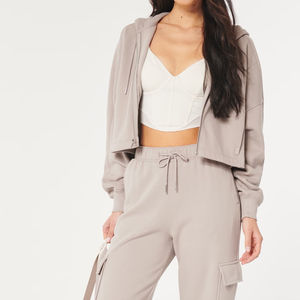 New Arrival Wholesale High Quality <b>Women</b> Crop <b>Top</b> 2024 <b>Fleece</b> Material <b>Women</b> Crop <b>Top</b> Hoodie in Cheap Price OEM Serviced - Product Image 2