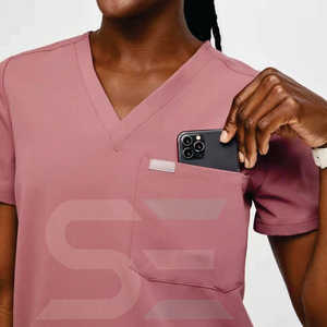 Próximamente diseño con cuello en V Hospital Médico Enfermería Uniforme Conjuntos Uniforme de manga corta para enfermeras Scrub set para mujeres - Product Image 3