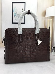 Porte-documents pour homme en cuir de crocodile 100%, sac pour ordinateur portable de luxe fait main, sac de bureau en cuir de crocodile brun de qualité supérieure - Product Image 1