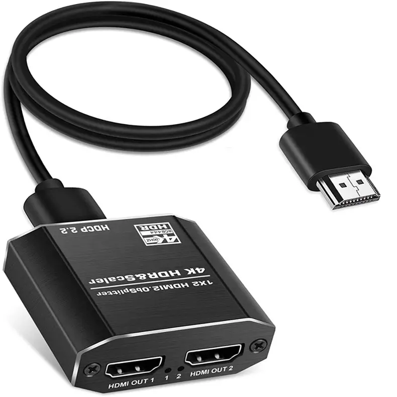 HDMI Splitter One In Two Out 2.0 Audio Codec 4K x 2K HD Video HDMI Switcher Smart EDID 1080P @ 60HZ