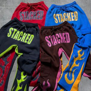 New Custom Logo <b>Men's</b> Stacked Sweat Trousers High Street Fashion Pants <b>Flare</b> <b>Jeans</b> Stacked Style Joggers - Product Image 1
