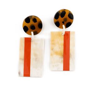 Pendientes de cuerno de Búfalo con estilo HF para mujer, joyería para fiesta de boda con tema de animales, oreja de resina caliente, artesanías naturales - Product Image 3