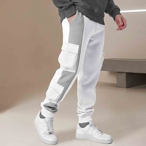 Pantalon cargo décontracté pour homme en coton, coupe droite, avec grandes poches et patchwork - Product Image 2