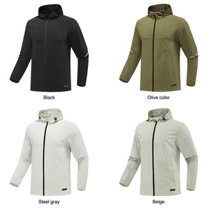 Coupe-vent de sport automne-hiver personnalisé pour hommes, veste à capuche à manches longues à séchage rapide, fermeture à glissière sur pied, imprimé imperméable - Product Image 1