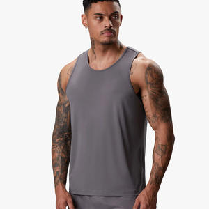 Camiseta sin mangas de entrenamiento físico para hombre de nuevo diseño personalizado Chaleco de entrenamiento de gimnasio de Color gris logotipo personalizado ropa deportiva camiseta sin mangas para correr para hombre - Product Image 1