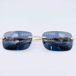 Customized Branded New Trendy Iced Out Metal <b>Sunglasses</b> with Moissanite Diamonds UV400 Protection Durable Luxury Box <b>for</b> Unisex - Product Image 1