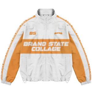 Veste coupe-vent personnalisée design qualité supérieure coupe régulière bleu blanc universitaire Streetwear survêtements en nylon unisexe - Product Image 5