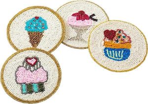 Dessous de verre perlé fait à la main d'aspect royal Dessous de verre perlé décoratif de table de restaurant d'hôtel et article d'utilisation doué - Product Image 5