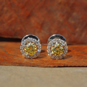 Pendientes colgantes de aro de diamante de corte redondo cultivado en laboratorio 0,75 CTW OEM al por mayor certificado CVD 1 regalo de aniversario de oro - Product Image 1