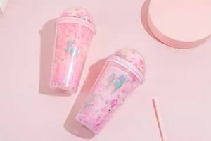 <b>Hot</b> Sell Creative and <b>Cute</b> Icy 660ml Pink Plastic <b>Water</b> <b>Bottle</b> with Straw-Perfect Summer Business Gift - Product Image 6