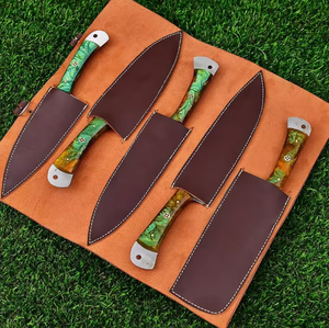 Vente flash : Ensemble de couteaux de chef en acier Damas personnalisé, cinq pièces, ambidextre, lame à 67 couches, finition personnalisée, manche durable, tranchant, le meilleur - Product Image 6