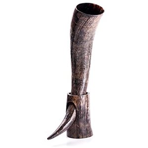 Buffalo Viking Drinking Horn with Stand <b>Holder</b> Buffalo Drinking Cow Horn Polished Brass Rim Design Piece and Hot Sale - Product Image 2