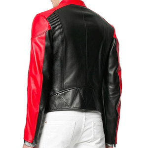 Men's Stylish Red & Black Genuine Leather Racing Motorbike Jacket with CE Armours Custom White Lines Winter Protection - Product Image 4