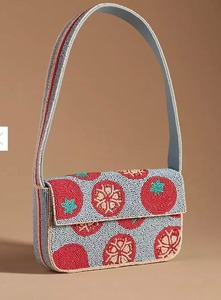The Craft Exim Hand Beaded Square Bag with Lemon Cherry Pattern Embroidery Silk <b>Screen</b> Printed Classic Daily Use Travel Purse - Product Image 3