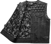 Chaleco de motorista de cuero de vaca para hombre estilo Club de cuero desnudo de diamante Chaleco de vaquero para motocicleta