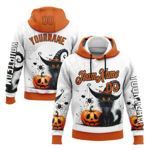 Nouveau design élégant, sweat à capuche en coton/bambou à manches longues avec impression numérique amusante pour Halloween, logo personnalisé - Product Image 1