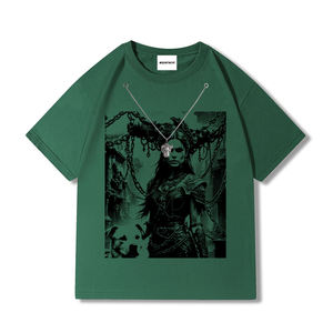 Camiseta de lujo para hombre Hip Hop Streetwear 100% algodón estampado personalizado cuello de punto grueso 200 gramos peso de tela" - Product Image 4